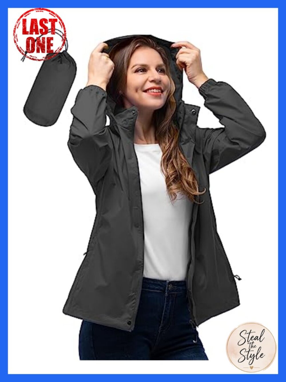 Women's Waterproof Lightweight Packable Raincoat with Hood